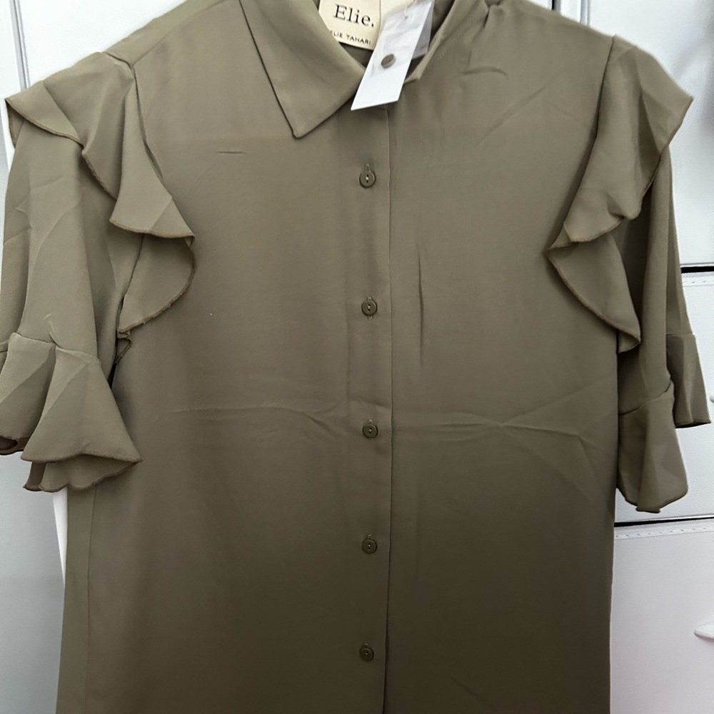 Elie Tahari Olive Ruffle Blouse